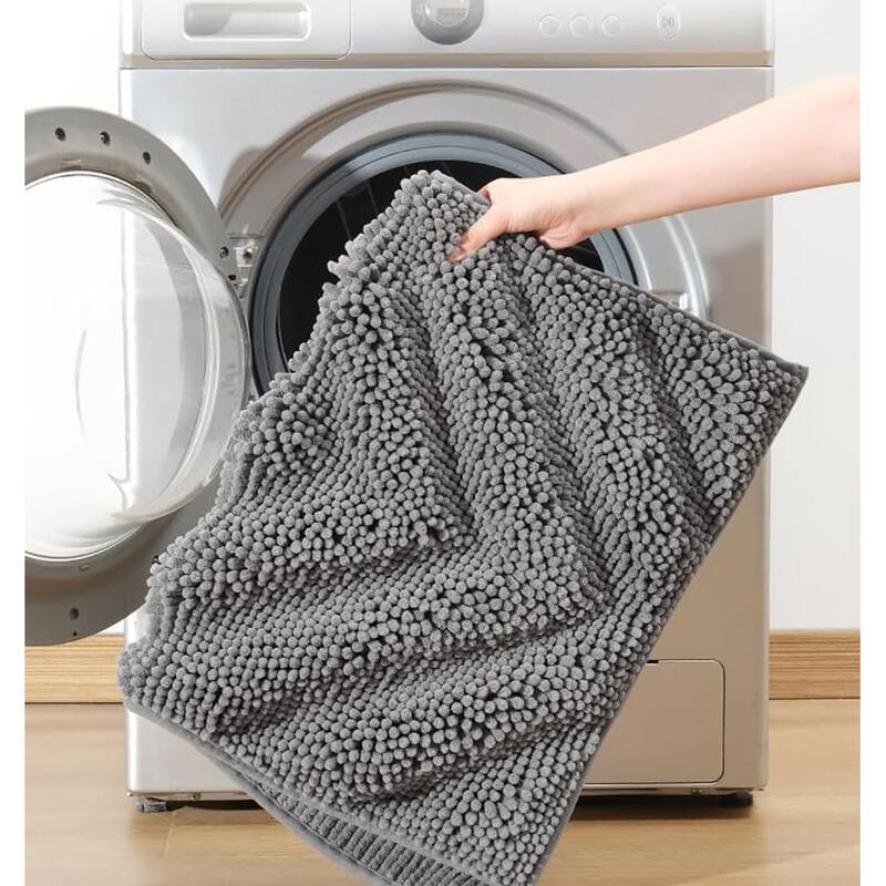 Bathroom Rugs Super Absorbent Non Slip Bath Mat,17" x 24", Grey On